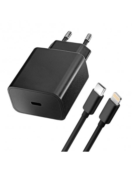 Įkroviklis Blue Star 20W USB-C + USB-C to Lightning cable juodas