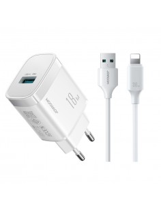 Įkroviklis Joyroom JR-TF4 18W USB-A + USB-A to Lightning cable 1.0m baltas