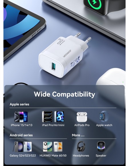 Įkroviklis Joyroom JR-TF4 18W USB-A + USB-A to Lightning cable 1.0m baltas