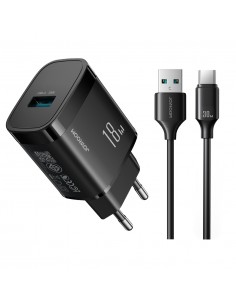 Įkroviklis Joyroom JR-TF4 18W USB-A + USB-A to USB-C cable 1.0m juodas