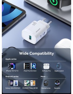 Įkroviklis Joyroom JR-TF4 18W USB-A + USB-A to USB-C cable 1.0m juodas 2