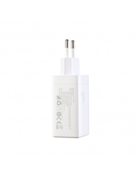 Įkroviklis Joyroom JR-TG10 GaN 65W 2xUSB-C/USB-A + USB-C to USB-C 100W 1.2m cable baltas