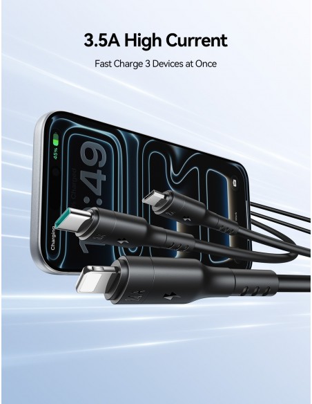 USB kabelis Joyroom S-A61 USB-C to USB-C/Lightning/MicroUSB 3.5A 1.2m juodas