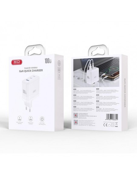 Įkroviklis XO CE35 100W 2xUSB-C/USB-A baltas