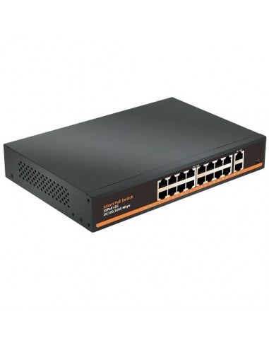 PoE šakotuvas 1000Mbps 16portų +2G uplink