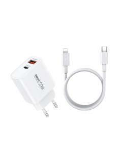 Įkroviklis Remax RP-U120 20W USB-C/USB-A + USB-C to Lightning cable 1.0m baltas