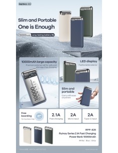 Išorinė baterija Power Bank Remax RPP-625 10000mAh mėlyna 2