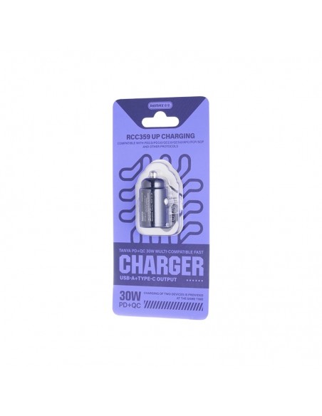 Automobilinis įkroviklis Remax RCC359 30W USB-C/USB-A juodas