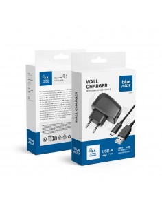 Įkroviklis Blue Star Lite 10W USB-A + USB-A to USB-C cable juodas