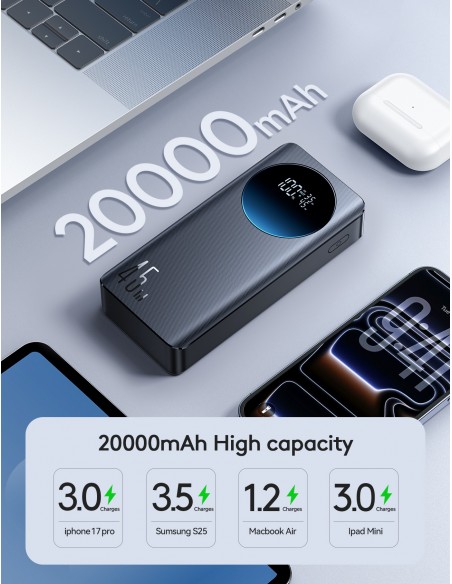 Išorinė baterija Power Bank Joyroom JR-PBF02 Pro 45W 20000mAh juoda