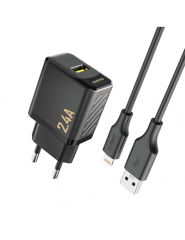 Įkroviklis Dudao A23L 12W USB-A + USB-A to Lightning cable 1.0m juodas