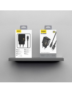 Įkroviklis Dudao A23T 12W USB-A + USB-A to USB-C cable 1.0m juodas 2