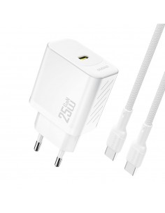 Įkroviklis Dudao A27C GaN 25W USB-C + USB-C to USB-C cable 1.0m baltas