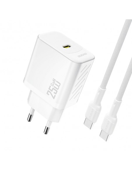 Įkroviklis Dudao A27C GaN 25W USB-C + USB-C to USB-C cable 1.0m baltas