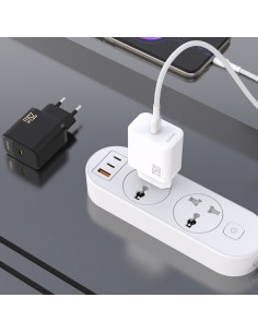 Įkroviklis Dudao A27C GaN 25W USB-C + USB-C to USB-C cable 1.0m baltas 2