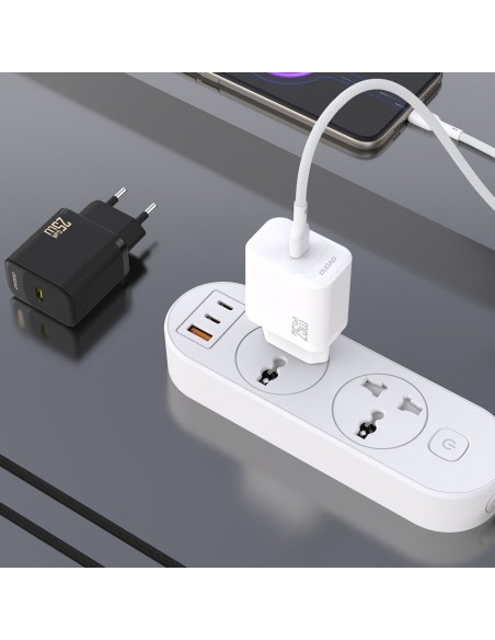 Įkroviklis Dudao A27C GaN 25W USB-C + USB-C to USB-C cable 1.0m baltas