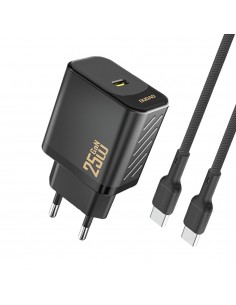 Įkroviklis Dudao A27C GaN 25W USB-C + USB-C to USB-C cable 1.0m juodas