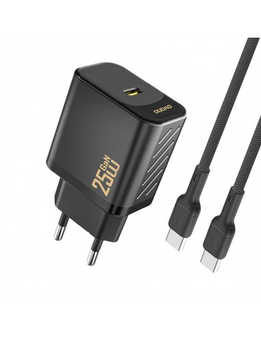 Įkroviklis Dudao A27C GaN 25W USB-C + USB-C to USB-C cable 1.0m juodas