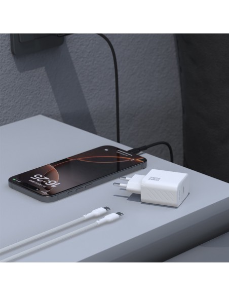Įkroviklis Dudao A27C GaN 25W USB-C + USB-C to USB-C cable 1.0m juodas