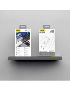 Įkroviklis Dudao A28PC GaN 45W 2xUSB-C + USB-C to USB-C cable 1.0m baltas 2