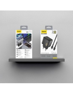 Įkroviklis Dudao A28PC GaN 45W 2xUSB-C + USB-C to USB-C cable 1.0m juodas 2