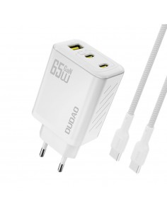 Įkroviklis Dudao A29C GaN 65W 2xUSB-C/USB-A + USB-C to USB-C cable 1.0m baltas