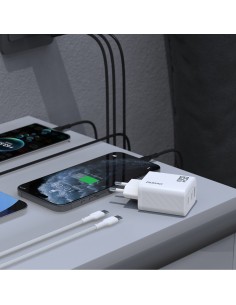 Įkroviklis Dudao A29C GaN 65W 2xUSB-C/USB-A + USB-C to USB-C cable 1.0m baltas 2