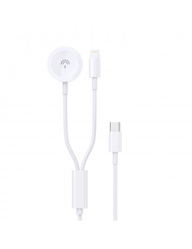 USB kabelis Dudao A12MAX-2in1 USB-C to iWatch/Lightning 20W 1.2m baltas