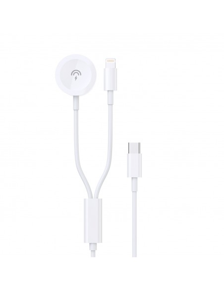 USB kabelis Dudao A12MAX-2in1 USB-C to iWatch/Lightning 20W 1.2m baltas