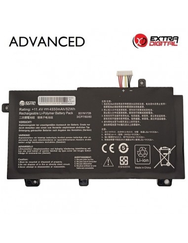 Nešiojamo kompiuterio baterija ASUS B31N1726, 4550mAh, Extra Digital Advanced
