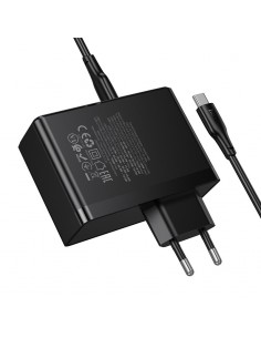 Įkroviklis Hoco N85 100W 3xUSB-C/USB-A + USB-C to USB-C 100W cable 2.0m juodas 2