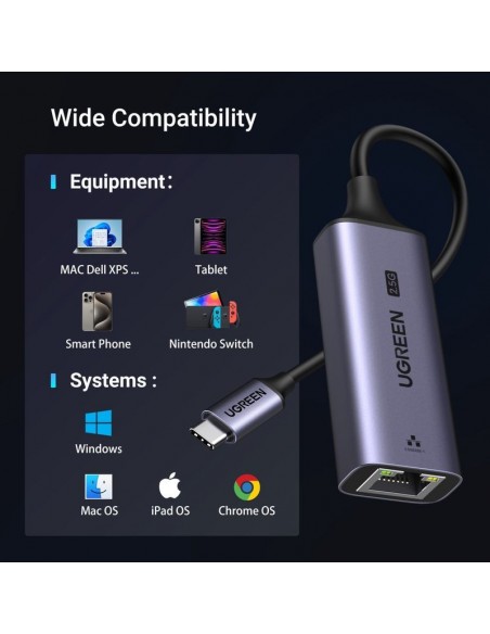 Tinklo adapteris Ugreen CM648 USB-C to RJ45 pilkas (25052)