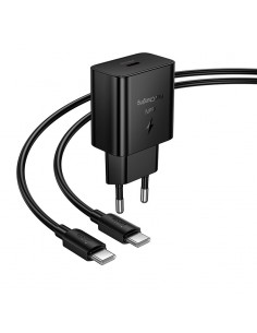 Įkroviklis Hoco N76 25W USB-C + USB-C to USB-C cable 1.0m juodas 2