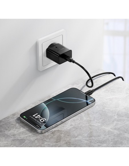 Įkroviklis Hoco N76 25W USB-C + USB-C to USB-C cable 1.0m juodas