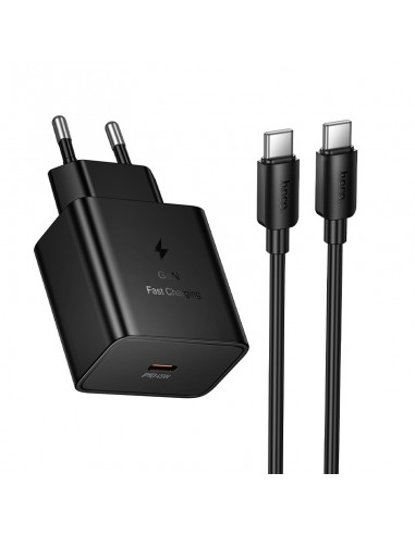 Įkroviklis Hoco N77 45W USB-C + USB-C to USB-C cable 1.0m juodas