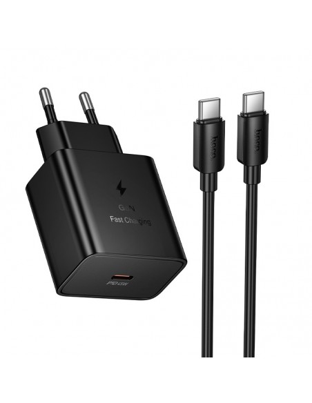 Įkroviklis Hoco N77 45W USB-C + USB-C to USB-C cable 1.0m juodas