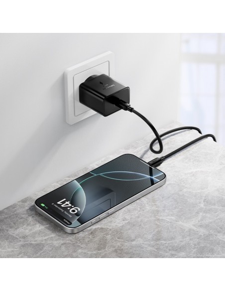 Įkroviklis Hoco N77 45W USB-C + USB-C to USB-C cable 1.0m juodas