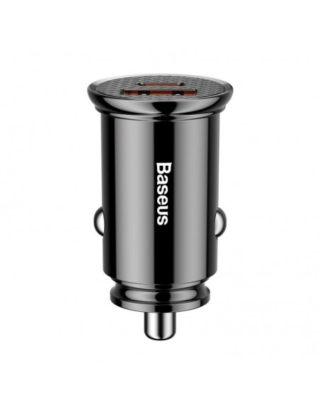 Automobilinis įkroviklis Baseus Circular Plastic 30W USB-C/USB-A juodas CCALL-YS01