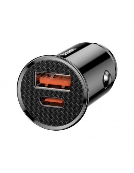Automobilinis įkroviklis Baseus Circular Plastic 30W USB-C/USB-A juodas CCALL-YS01