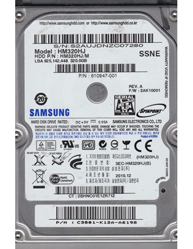Samsung HM320HJ 7200RPM 320GB HDD diskas