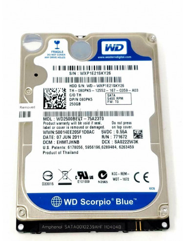 WD WD2500BEVT 5400RPM 250GB HDD diskas
